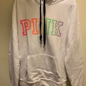 Victoria’s secret pink white rainbow logo hoodie